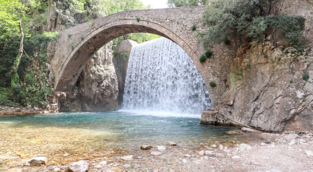 Stone bridge and waterfall of Palaiokarya