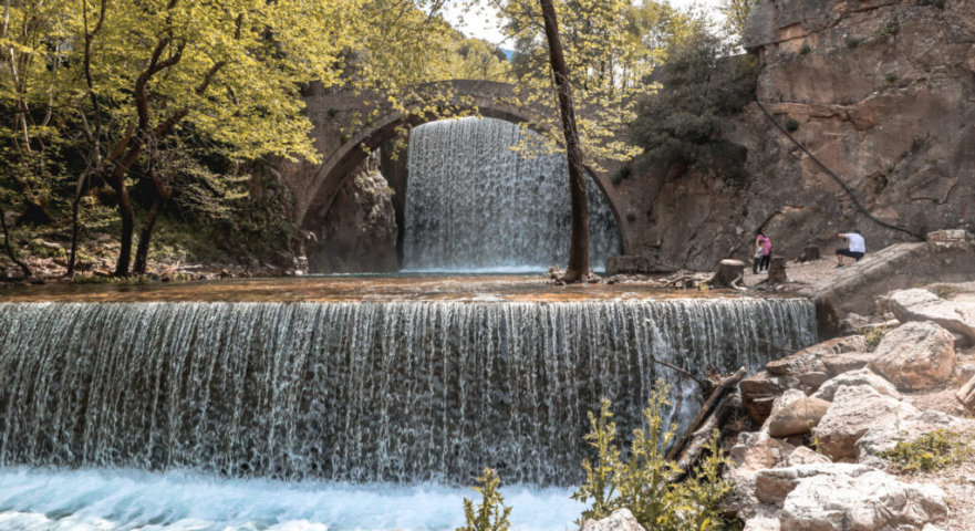 Stone bridge and waterfall of Palaiokarya