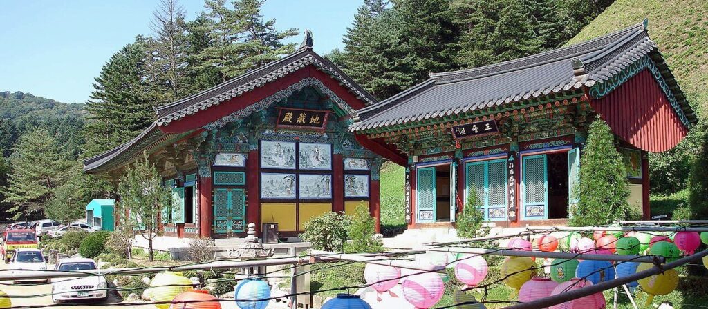 peaceful temple in Busan surrounded by trees