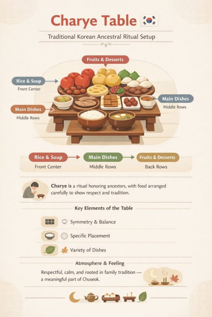 Korean Charye ritual table setup