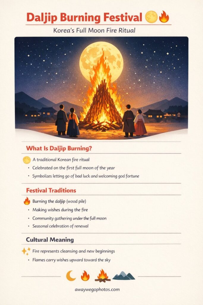 Daljip fire ritual during Jeongwol Daeboreum celebration