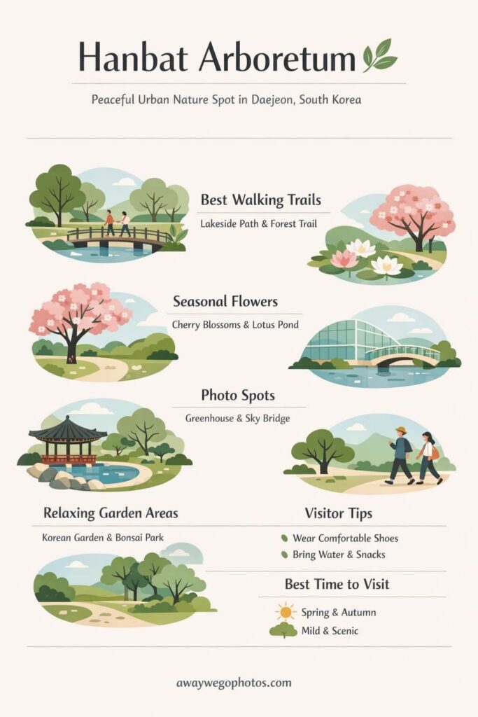 Hanbat Arboretum walking trails in Daejeon South Korea